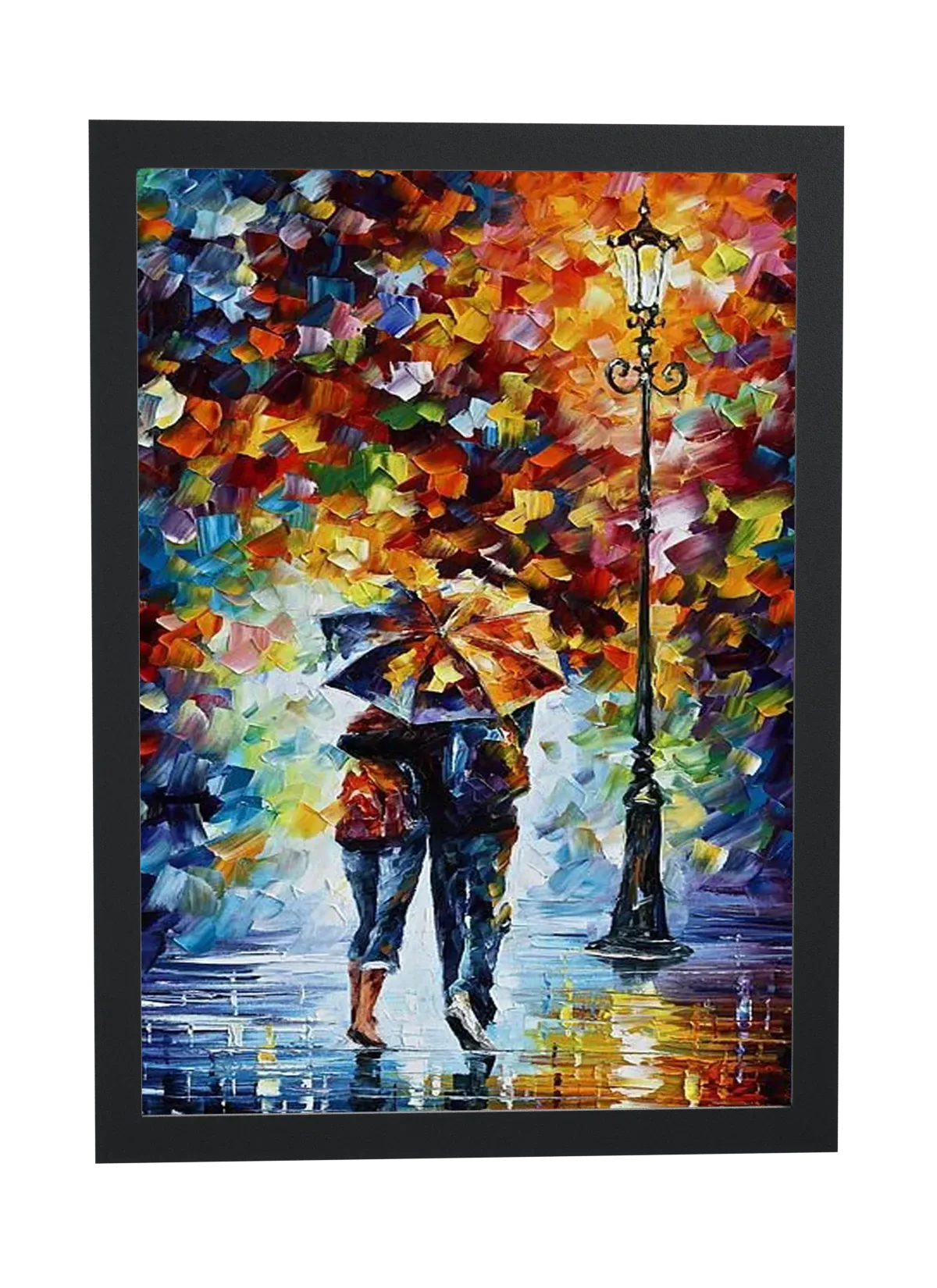 Casal de guarda-chuva na chuva colorida
