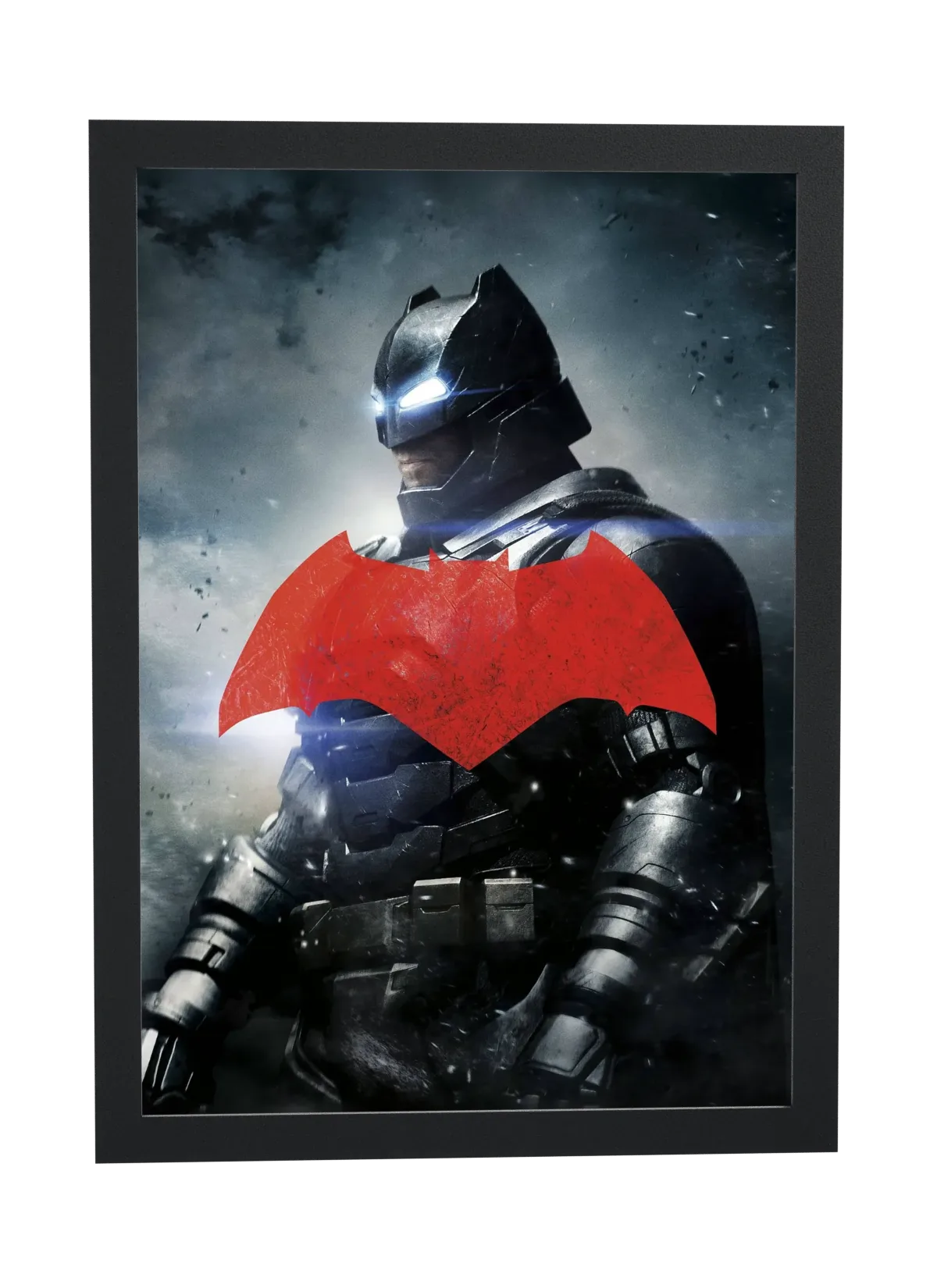 Batman vs Superman (2016): Batman com o símbolo vermelho
