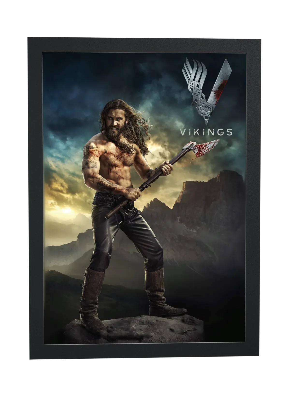 Vikings (2013): guerreiro tatuado com machado sangrento