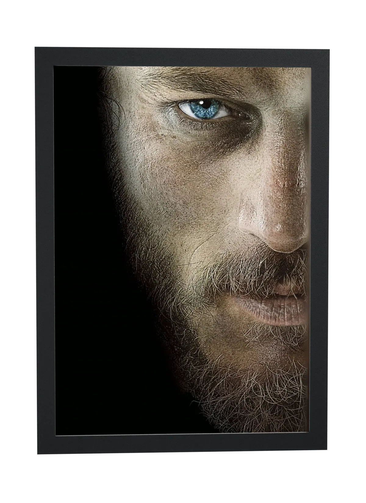 Vikings (2013): olho azul e barba em close