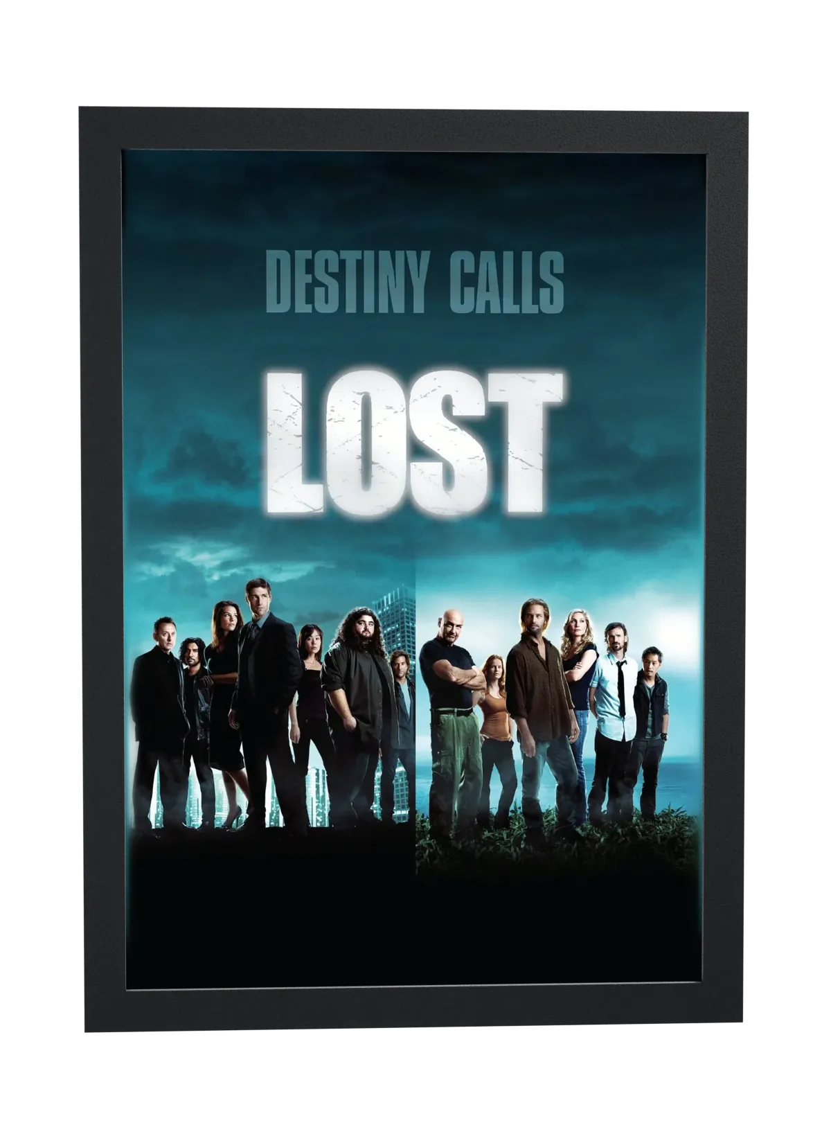 Lost (2004): sobreviventes alinhados sob o logotipo