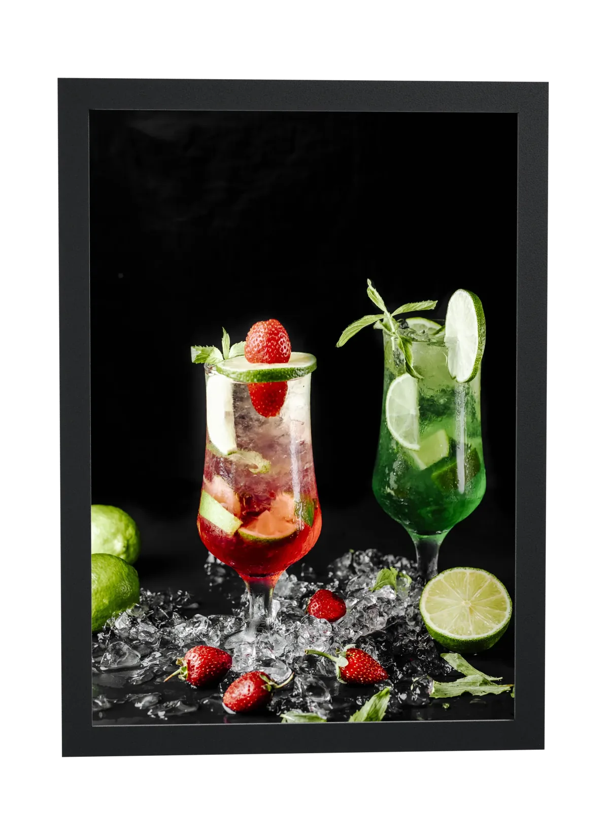 Drinque de morango e mojito verde