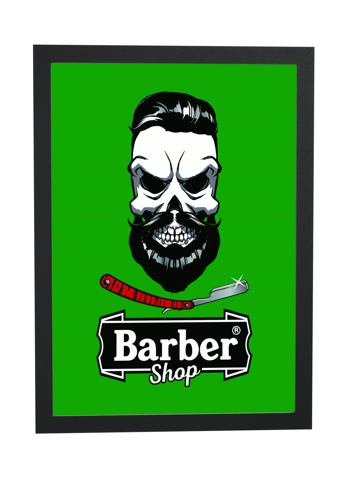 Caveira barbuda e navalha vermelha