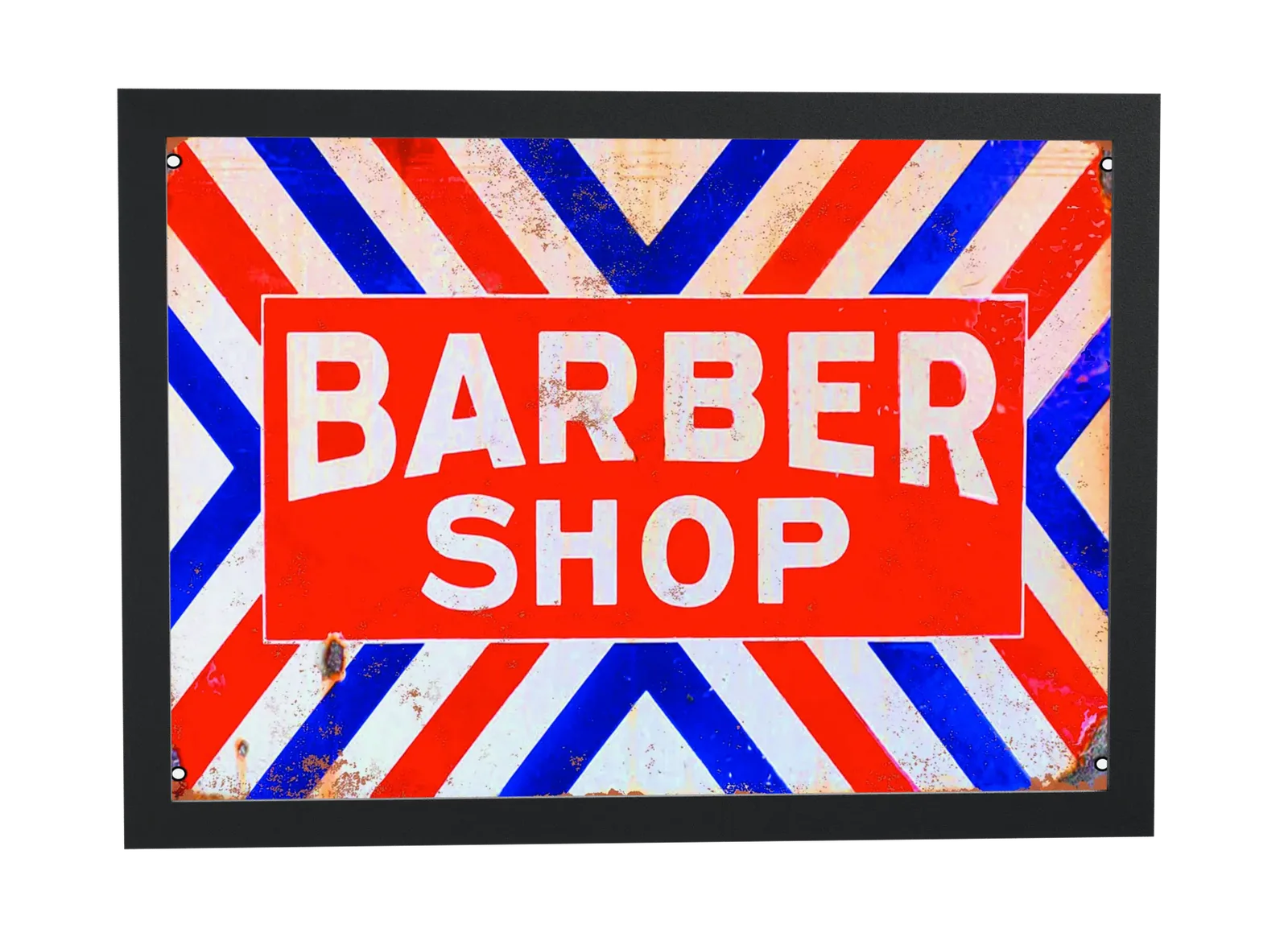 Placa barber shop enferrujada
