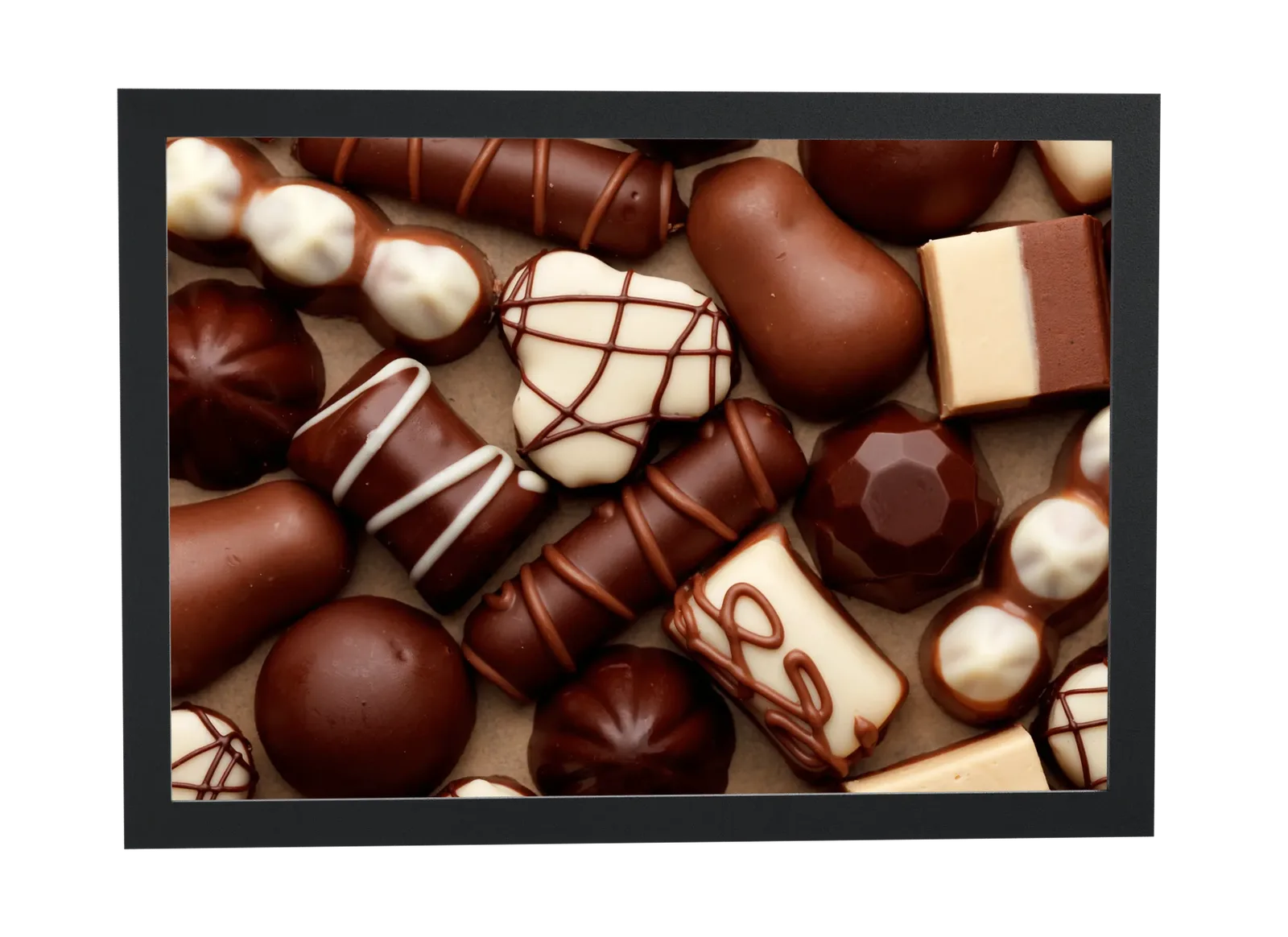 Chocolates ao leite e brancos
