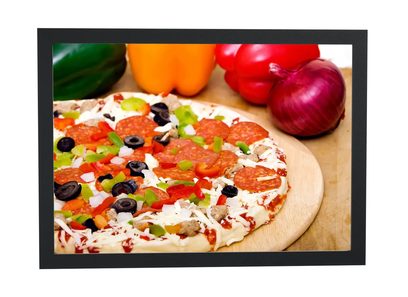 Pizza com pimentões e cebola roxa