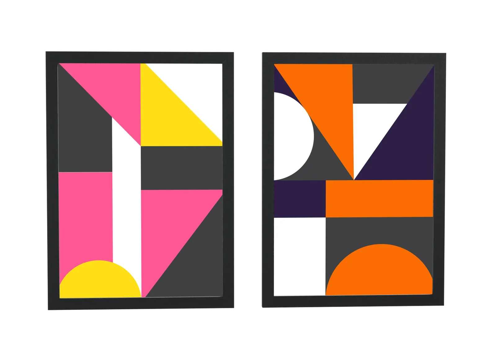 Dupla de triângulos em rosa e amarelo