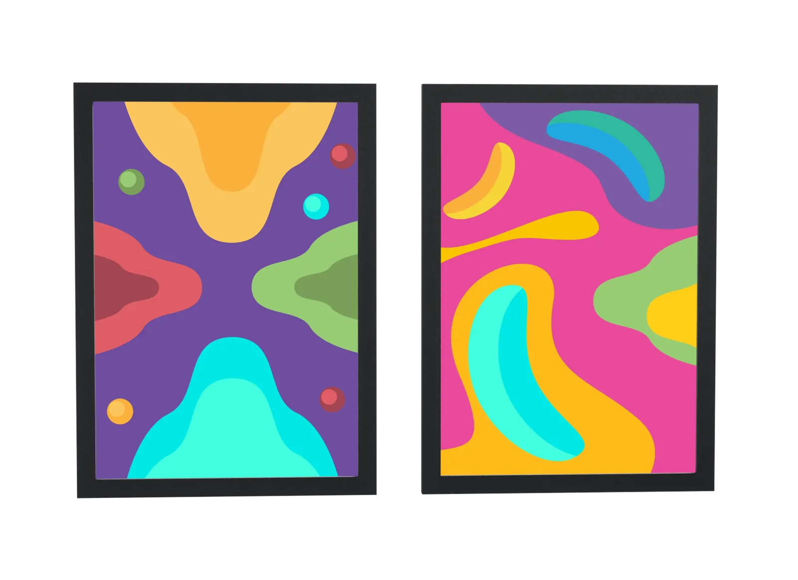 Dupla abstrata retrô em roxo e magenta
