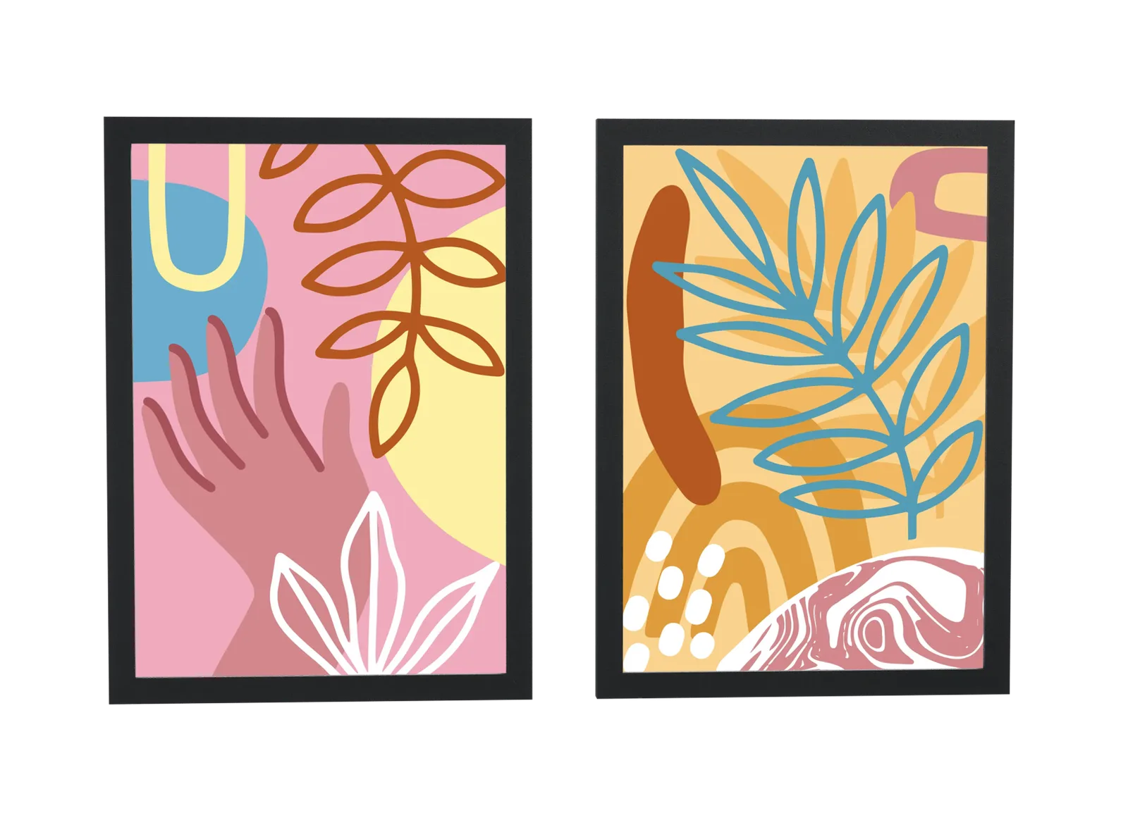 Dupla boho de mãos e folhagem