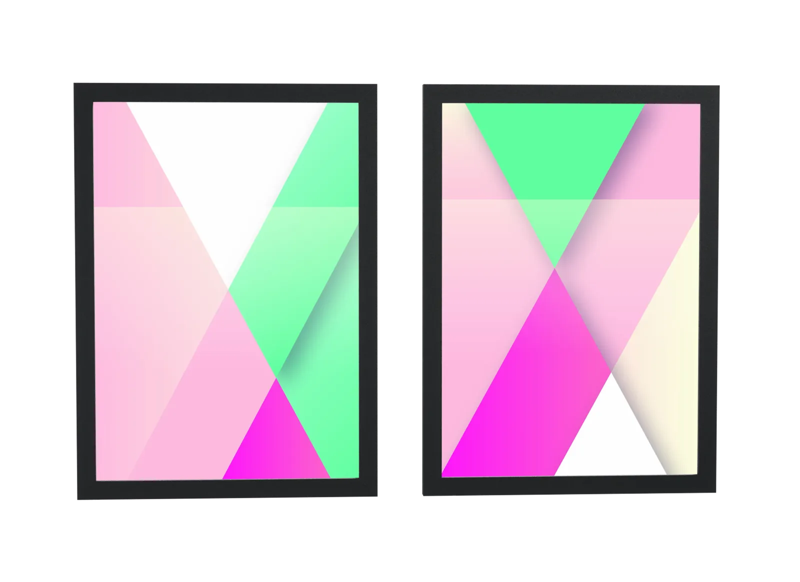 Dupla gradiente em X verde-menta e magenta