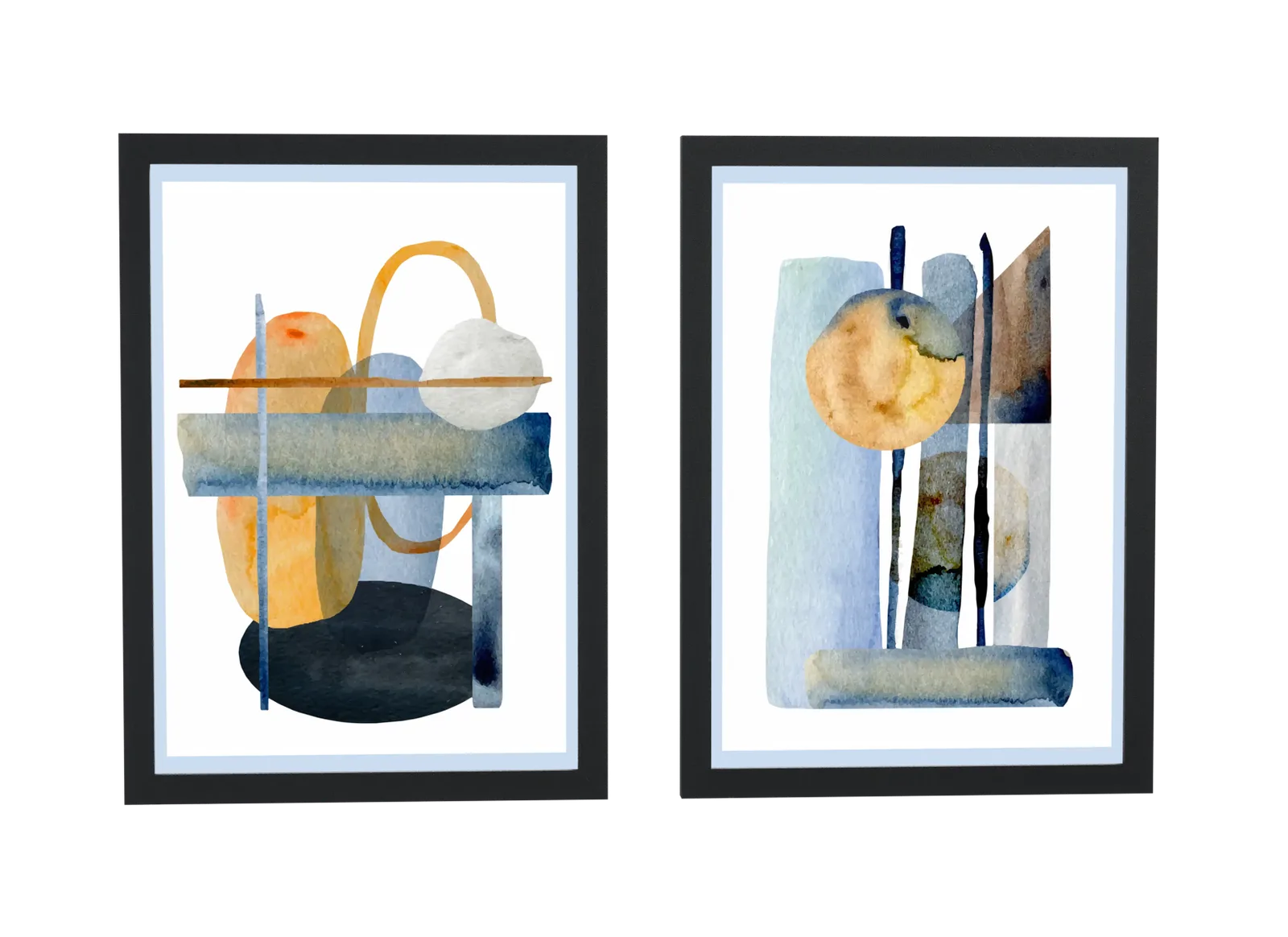 Dupla de aquarela abstrata em tons terrosos