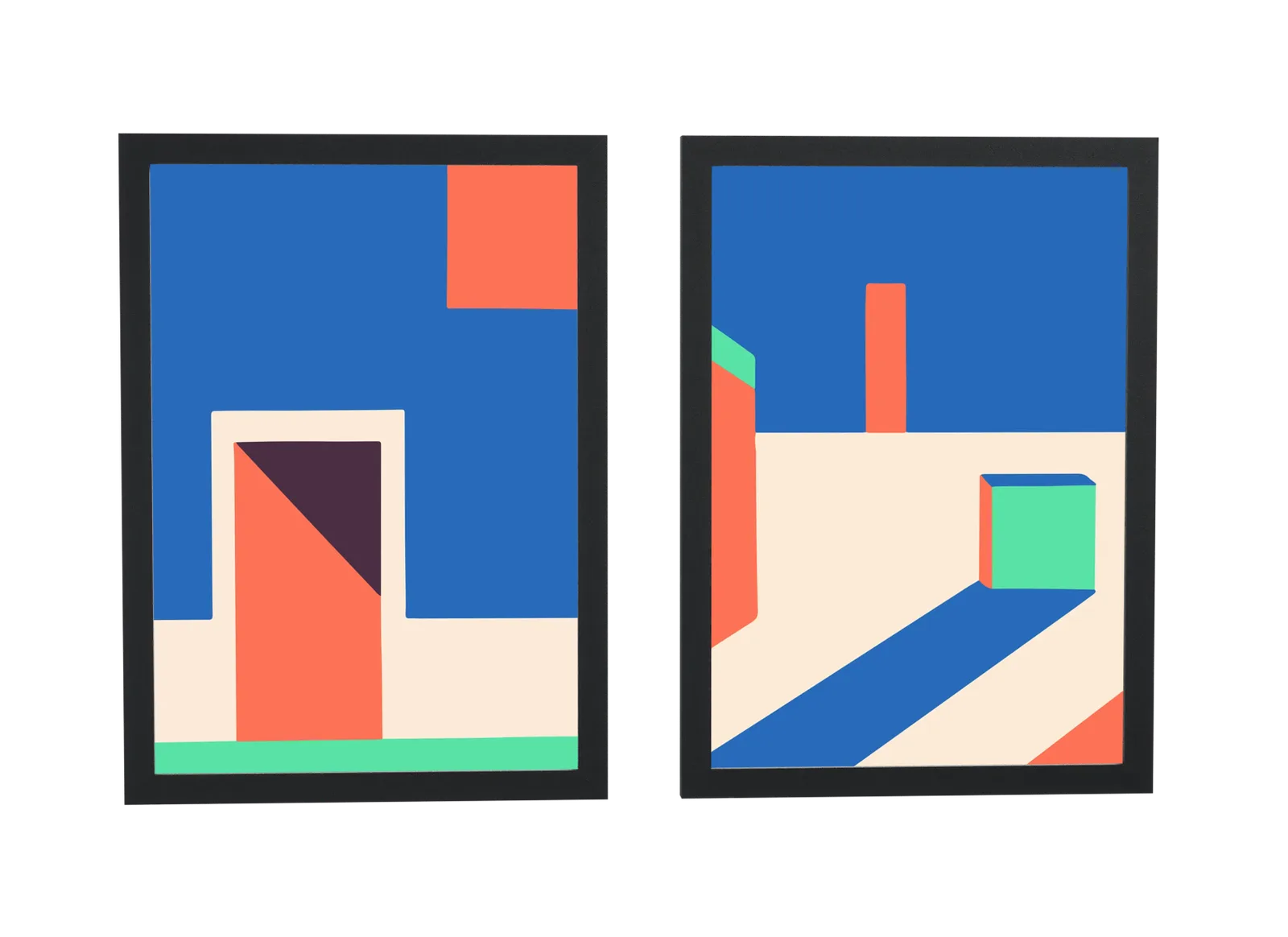 Dupla art déco em azul com portas geométricas