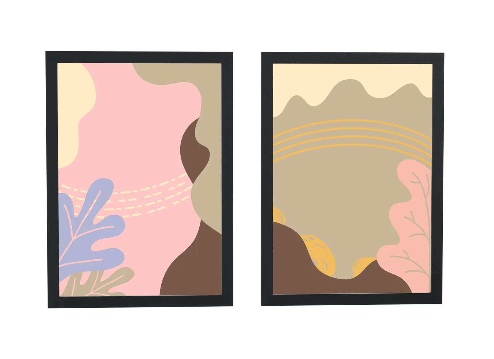 Dupla abstrata em rosa e tons terrosos