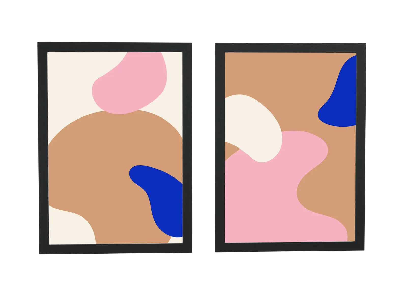 Dupla abstrata em bege e azul-marinho