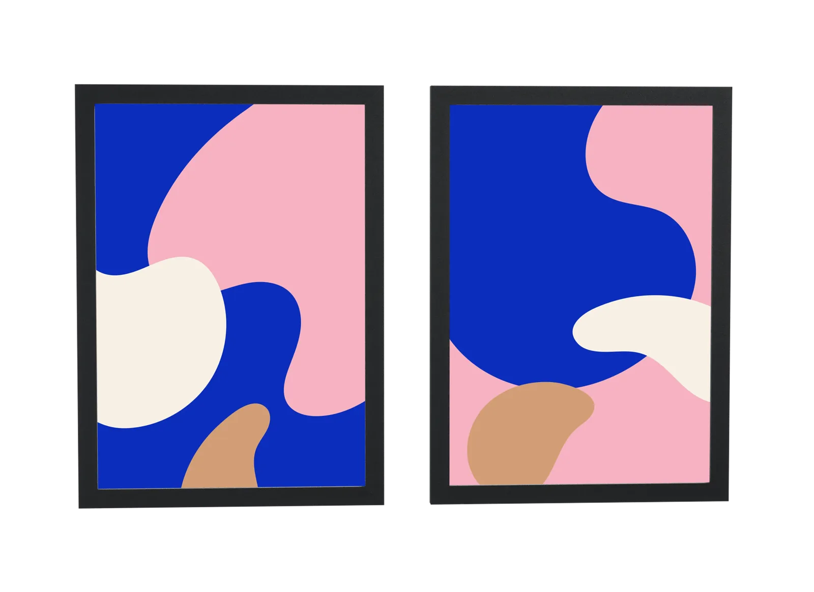 Dupla abstrata em azul royal e rosa