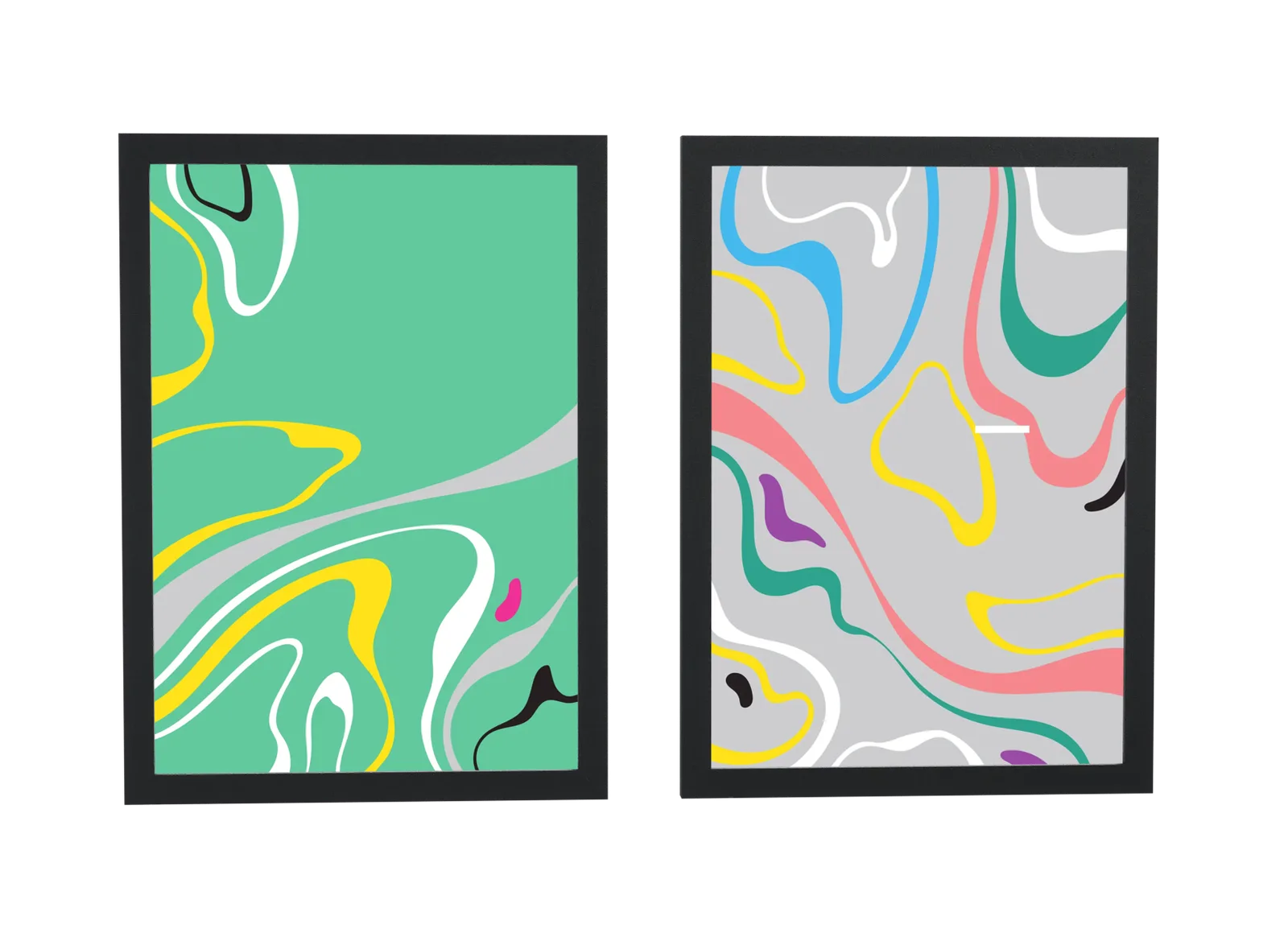 Dupla abstrata fluida em verde e cinza