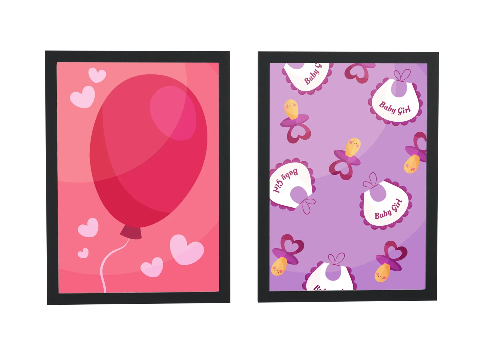 Dupla infantil de balão rosa e babetes