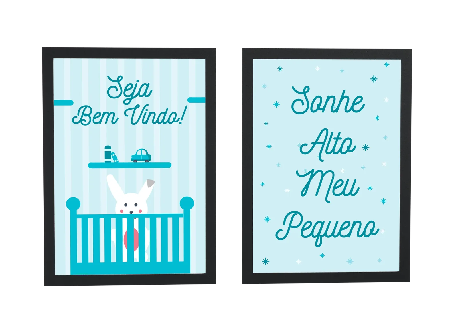 Dupla infantil de berço com coelhinho em azul