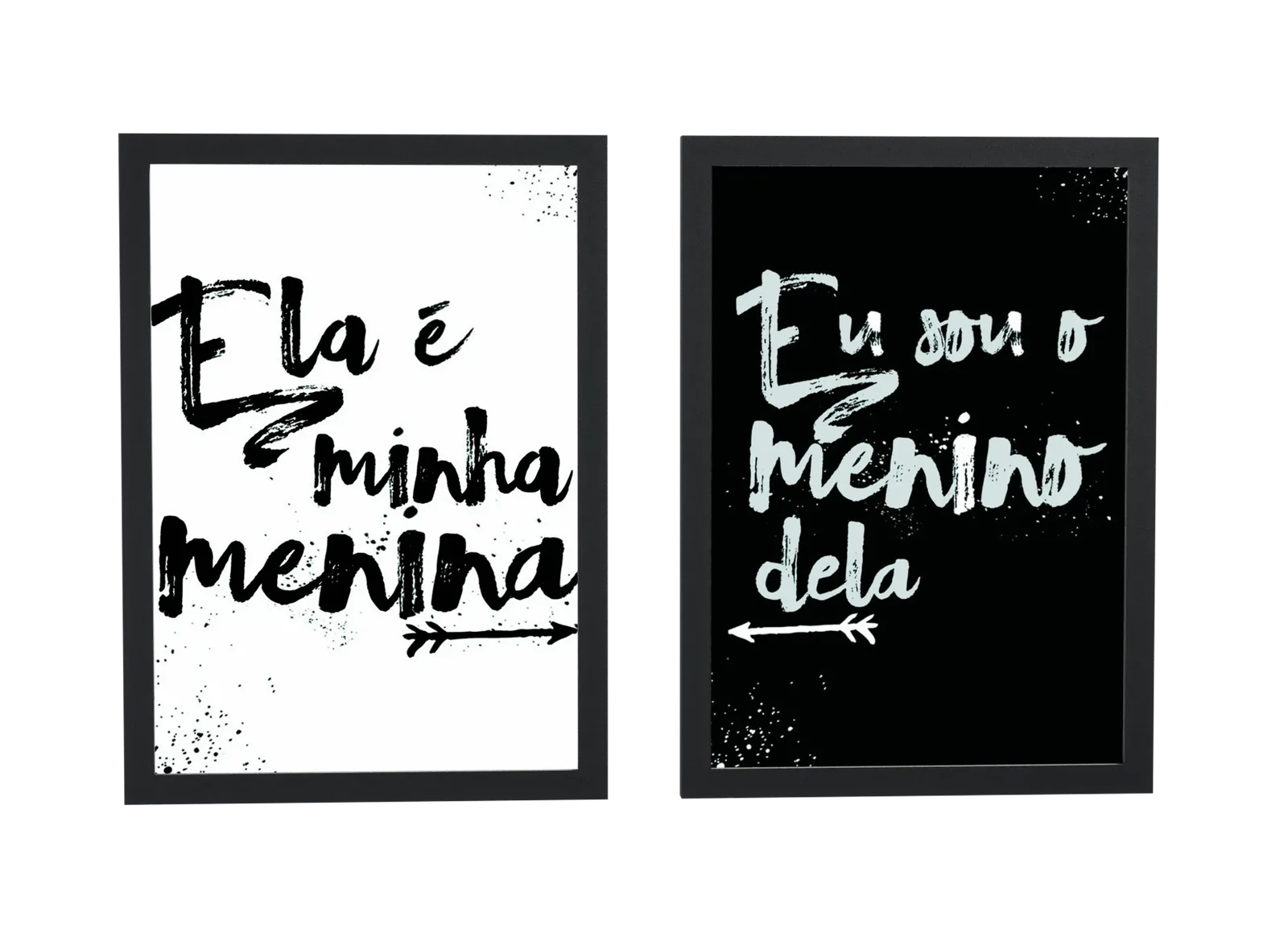 Dupla de frases para casal em preto e branco