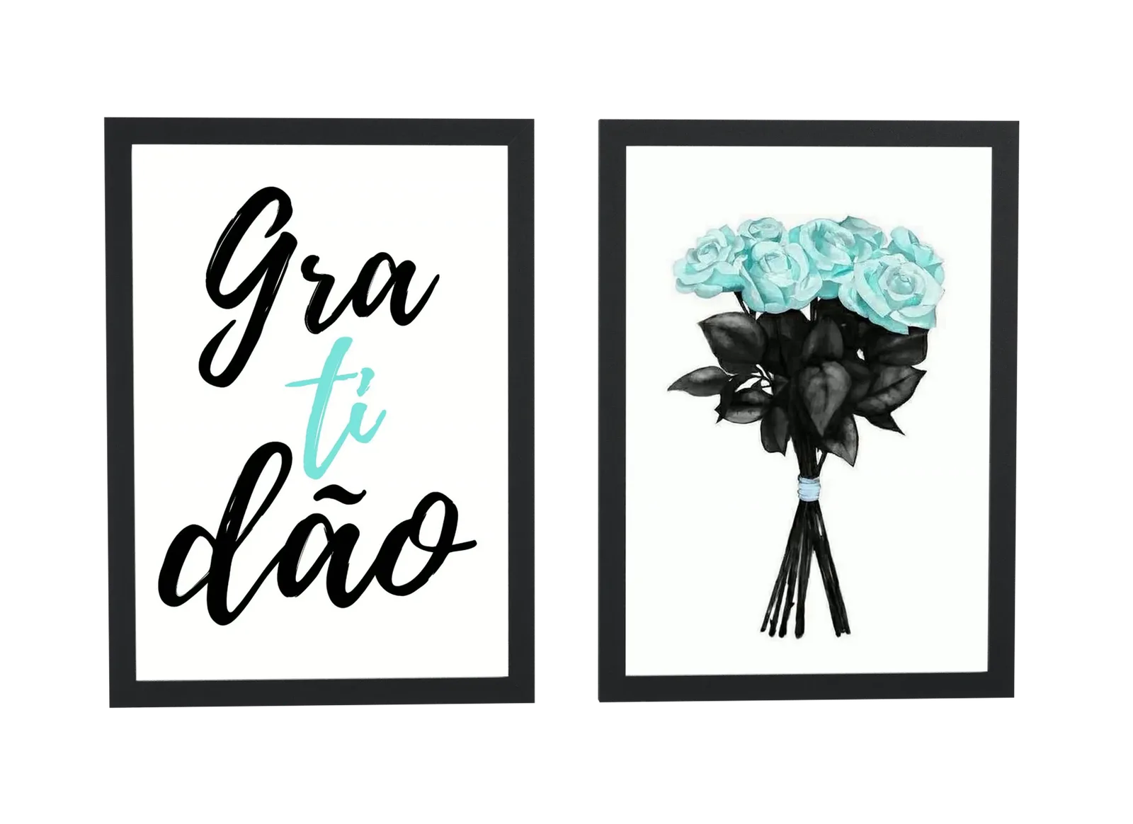Dupla de gratidão e buquê de rosas azul