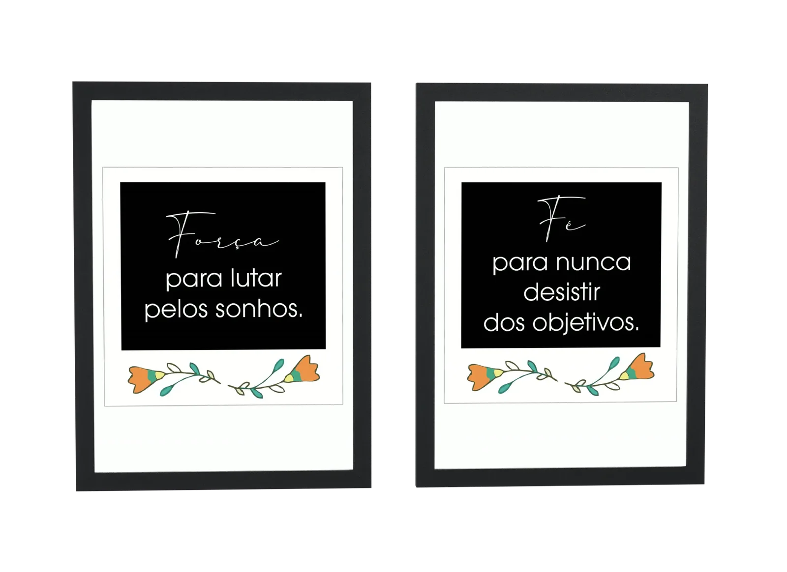 Dupla de frases força e fé em preto