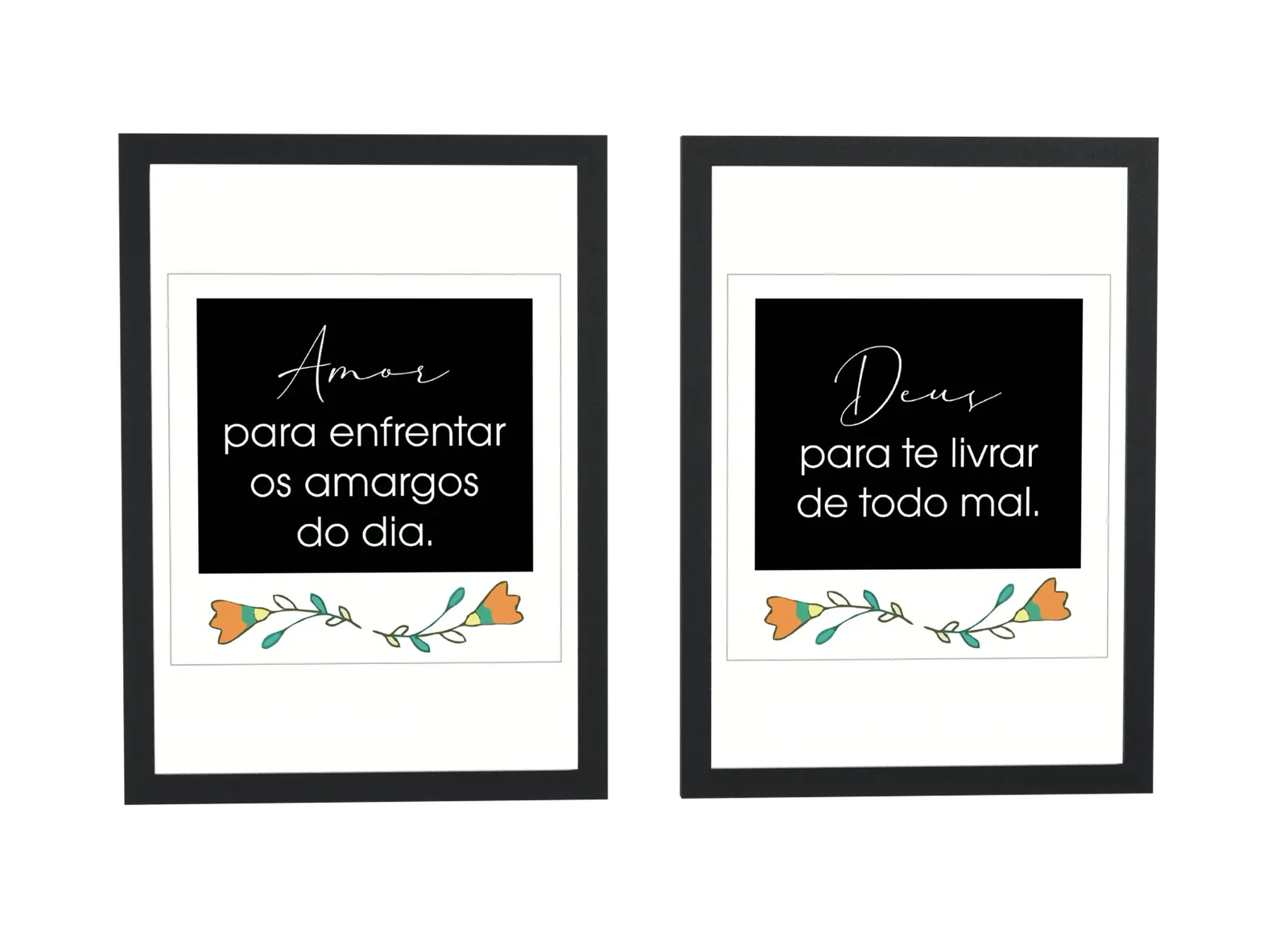Dupla de frases amor e Deus em preto