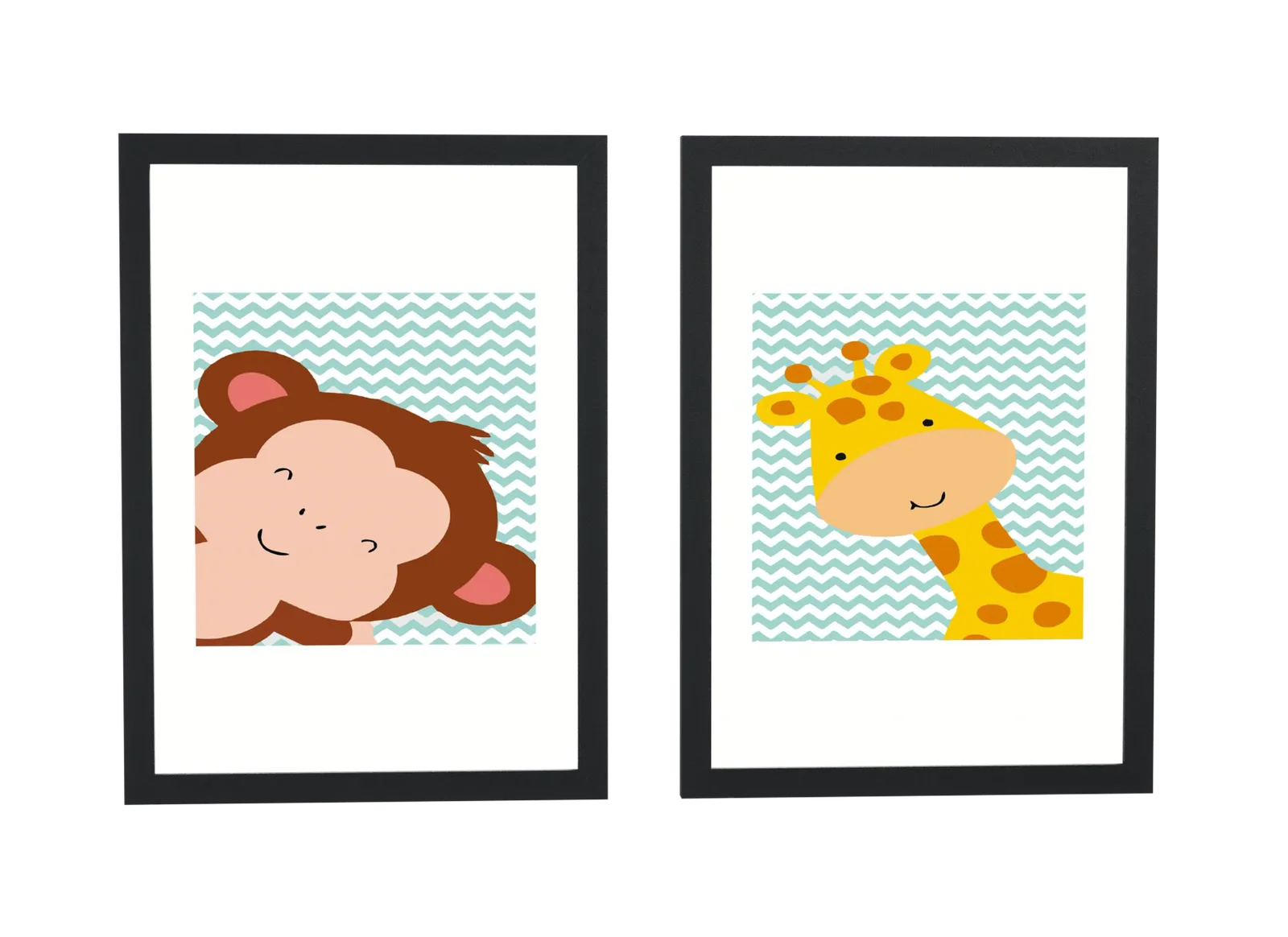 Dupla infantil de macaco e girafa