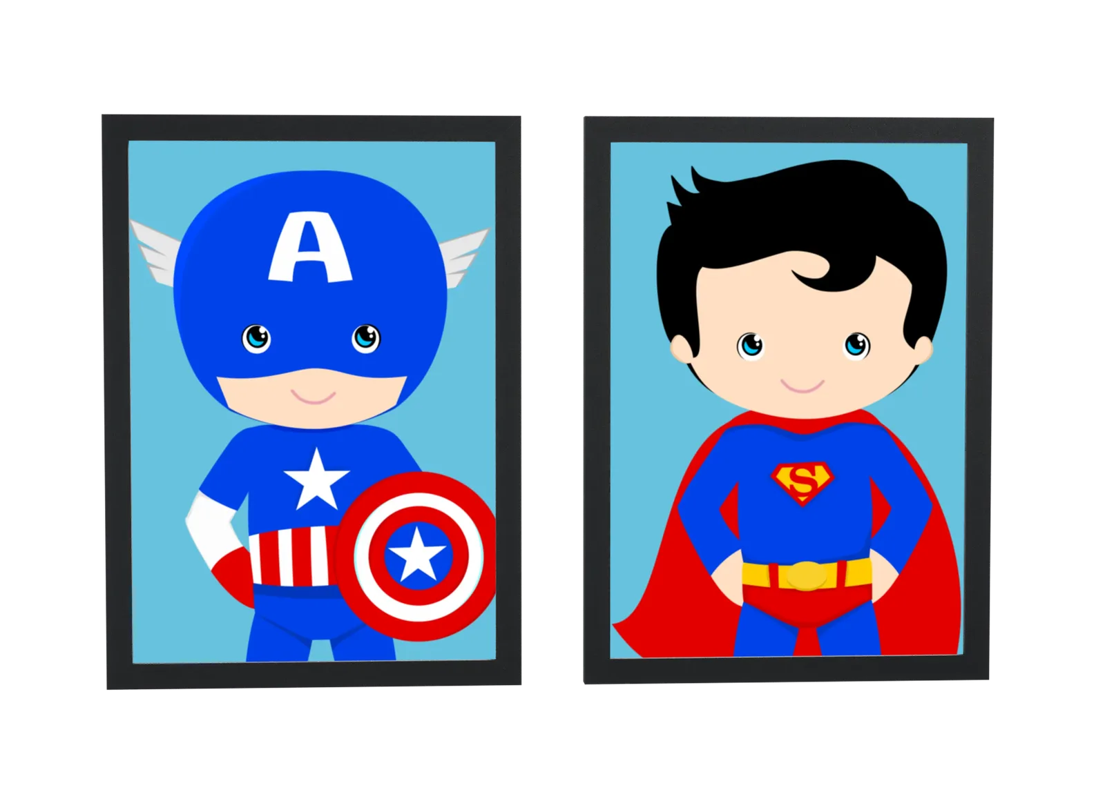 Dupla kids de Capitão América e Superman