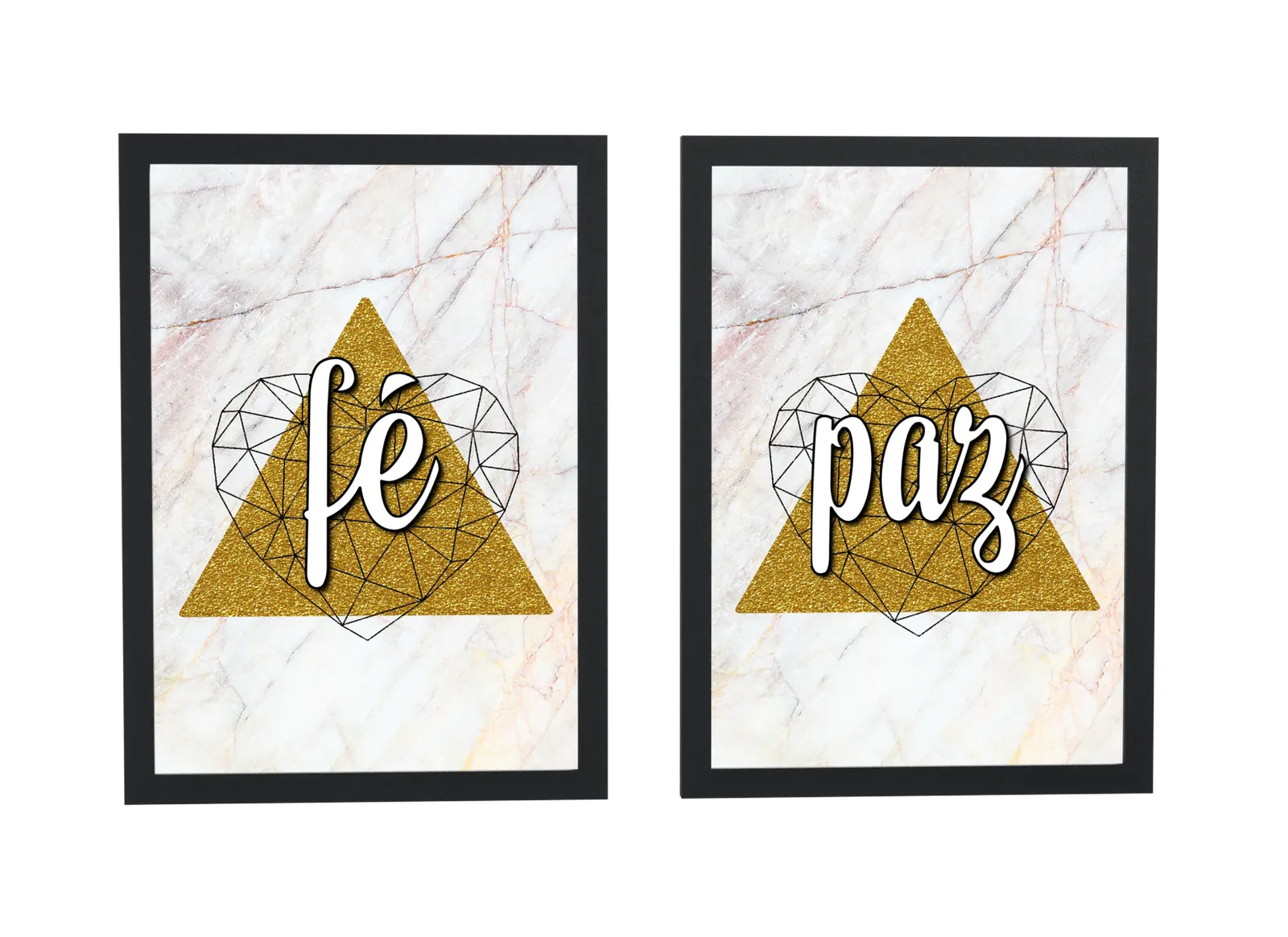 Dupla de fé e paz em triângulo dourado