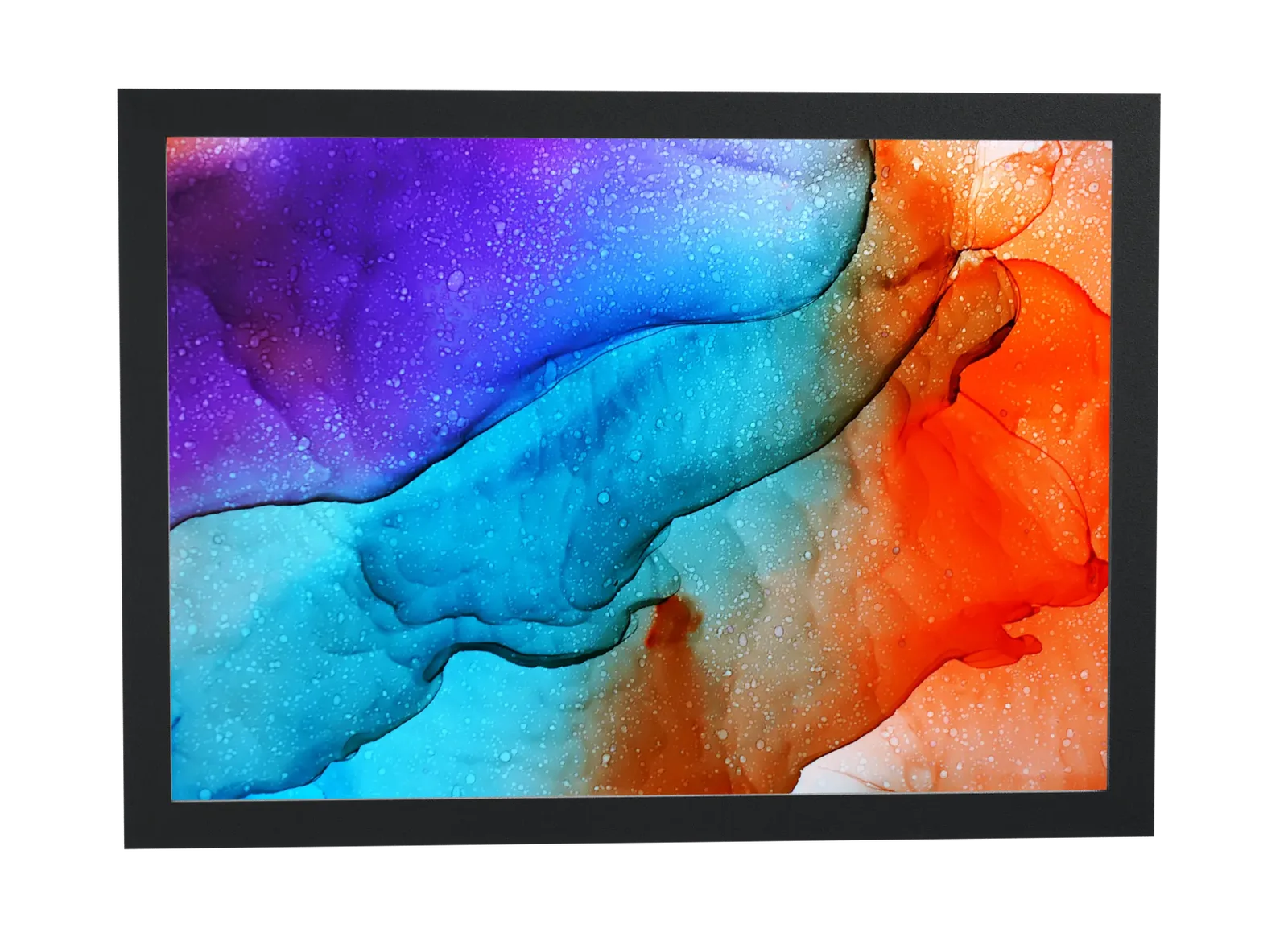 Ondas em violeta, turquesa e laranja