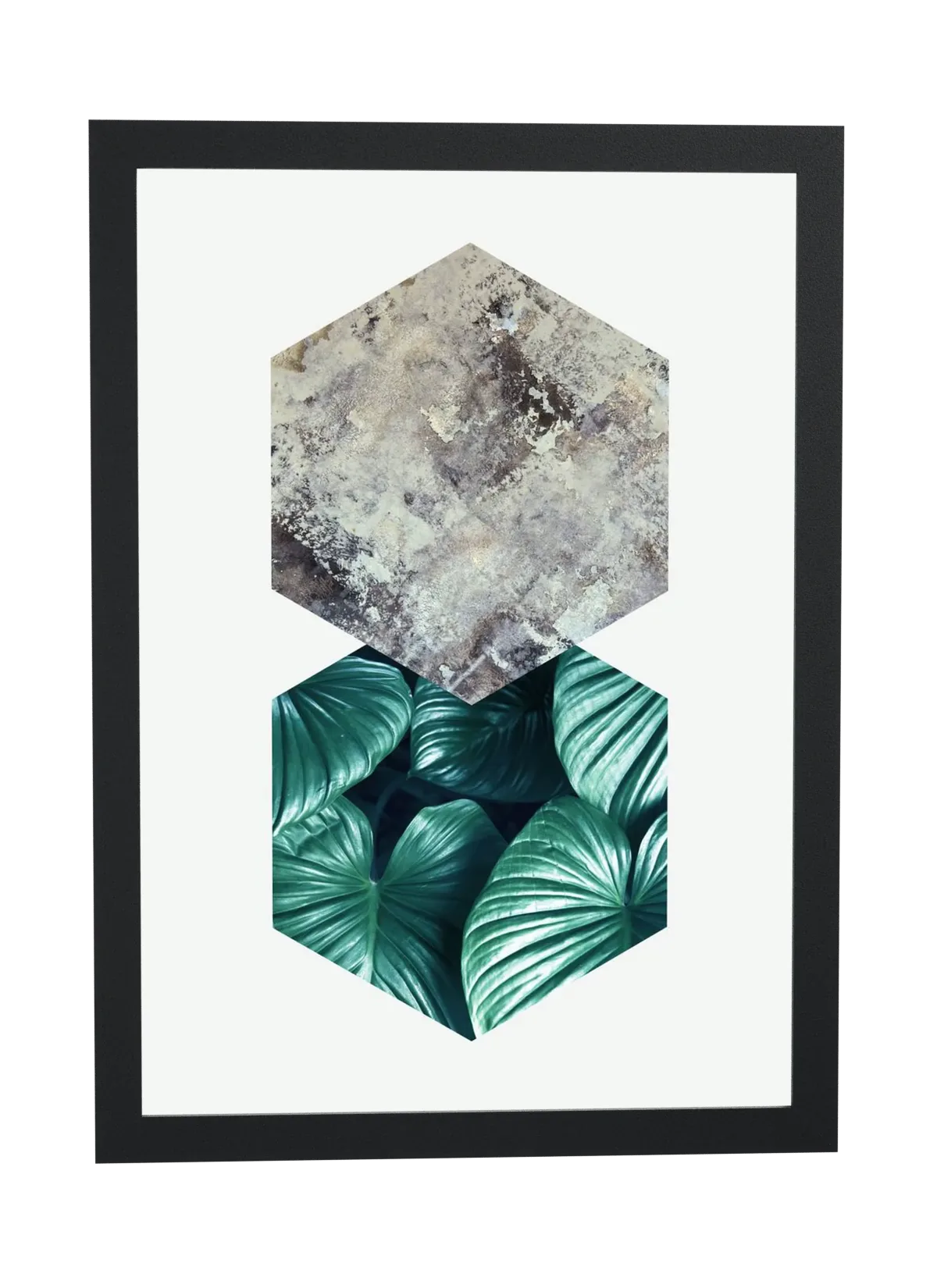 Hexágonos de pedra e folhagem