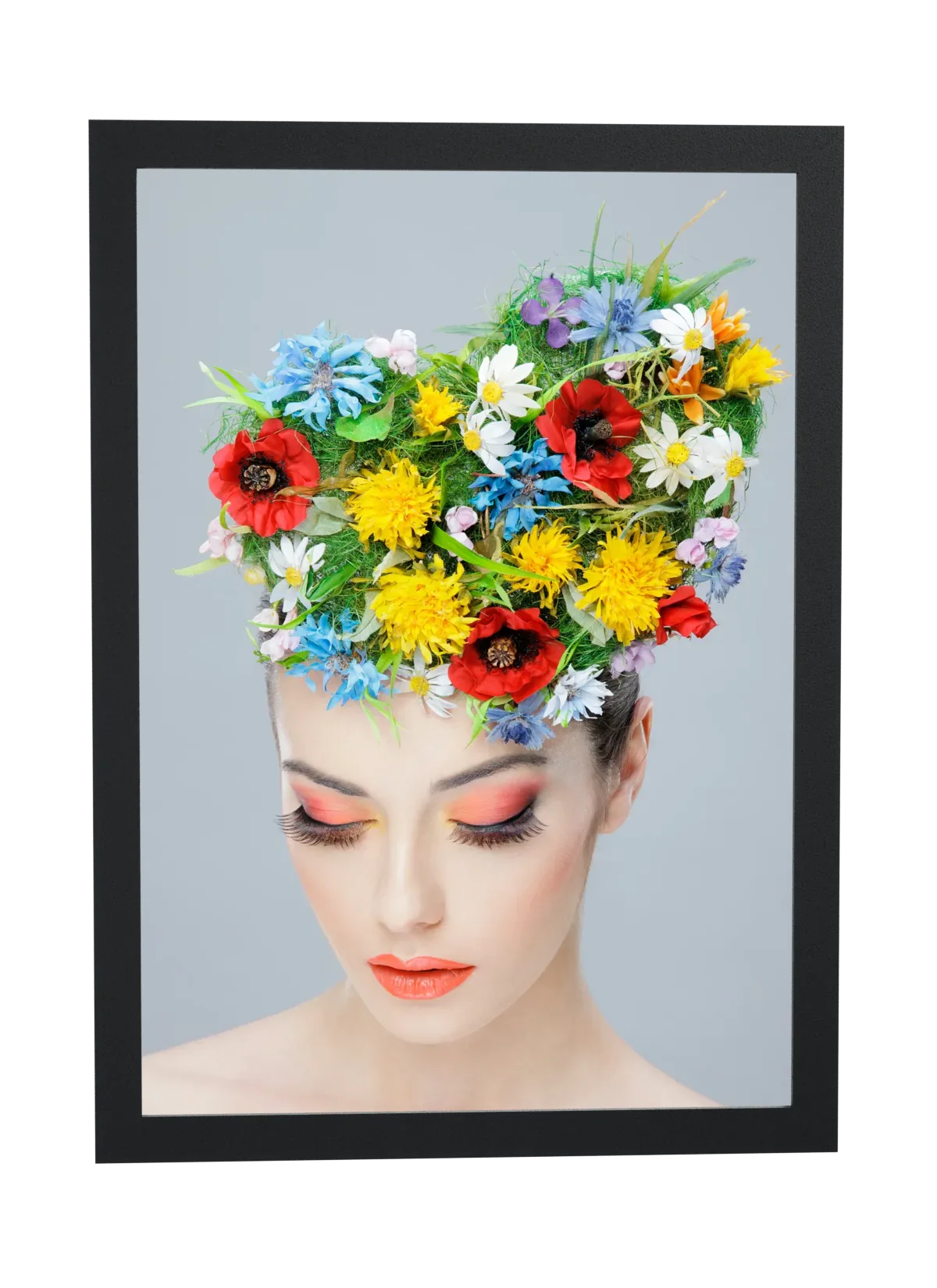 Rosto com coroa de flores silvestres